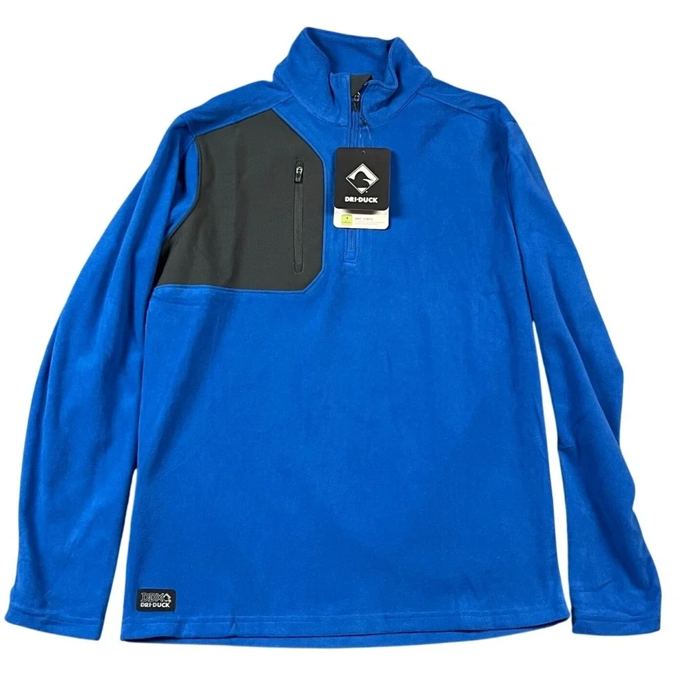 DRI DUCK Pullover Mens Small Blue Anti-Static UPF 50+ Anti-Pill Quarter-Zip TKB